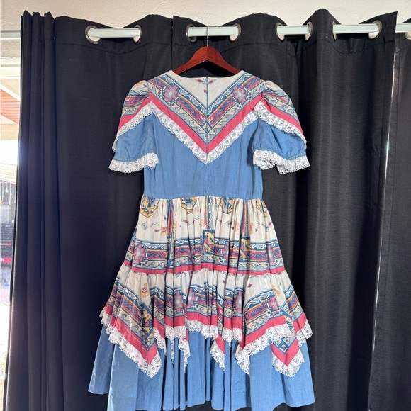 Medium Vintage Square Dance Recycled Sheet Dress - Picture 2 of 3